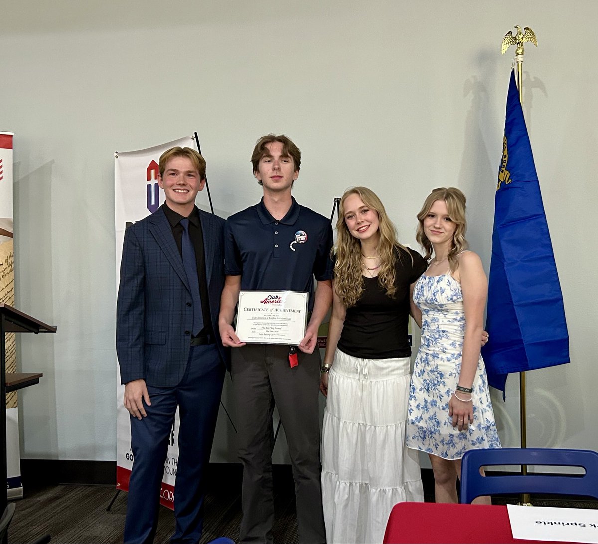 Beren_Ado's tweet photo. I had the absolute honor of attending Club America’s awards ceremony, recognizing our amazing clubs and chapters in the Mojave. 

Here’s to the future of those who try, and never back down. For Charlie! 🇺🇸

@tpusastudents https://t.co/TQVOxQLBLe