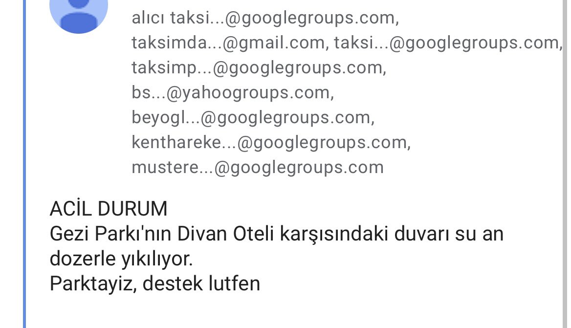 eschergodelbac's tweet photo. Gezi’nin sıfır noktası, ilk duyuru maili. https://t.co/C98eYEQd0K