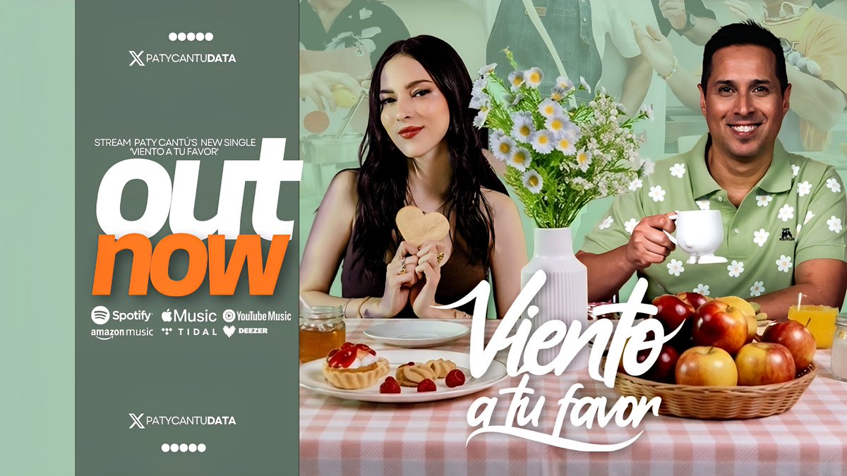 patycantudata's tweet photo. “Viento A Tu Favor” el nuevo sencillo de Los Caligaris &amp; Paty Cantú, ¡Ya se encuentra disponible en todas las plataformas musicales!🍰 https://t.co/F6NvfCO9FO