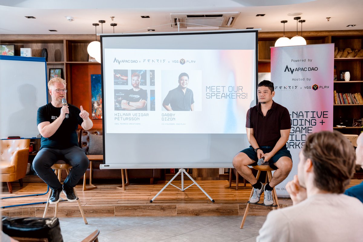 apacdao's tweet photo. 50+ builders showed up. 5+ projects pitched. Feedback was real.

@HilmarVeigar + @gabusch brought the insights. VCs brought the truth.

The room was full of ideas that actually matter: AI-assisted game building, on-chain mechanics, economies that work.

This is what the next wave of Web3 gaming looks like. Not hype. Execution.

More coming. 🔥

Thank you @FenrisCreations x @YGG_Play x everyone who showed up.