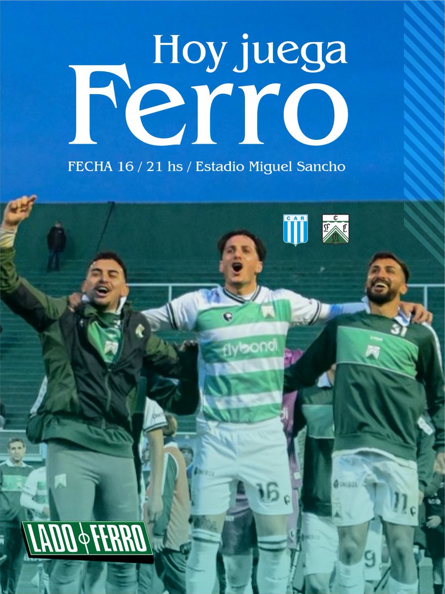 LadoFerro's tweet photo. HOY JUEGA FERRO 🇳🇬 

⚔️ Racing (cba)
🏟️ Estadio Miguel Sancho 
⏰ 21:00
👨‍⚖️ Jorge Broggi

#JuegaFerro #Ferro #PrimeraNacional https://t.co/l5LE635CBI