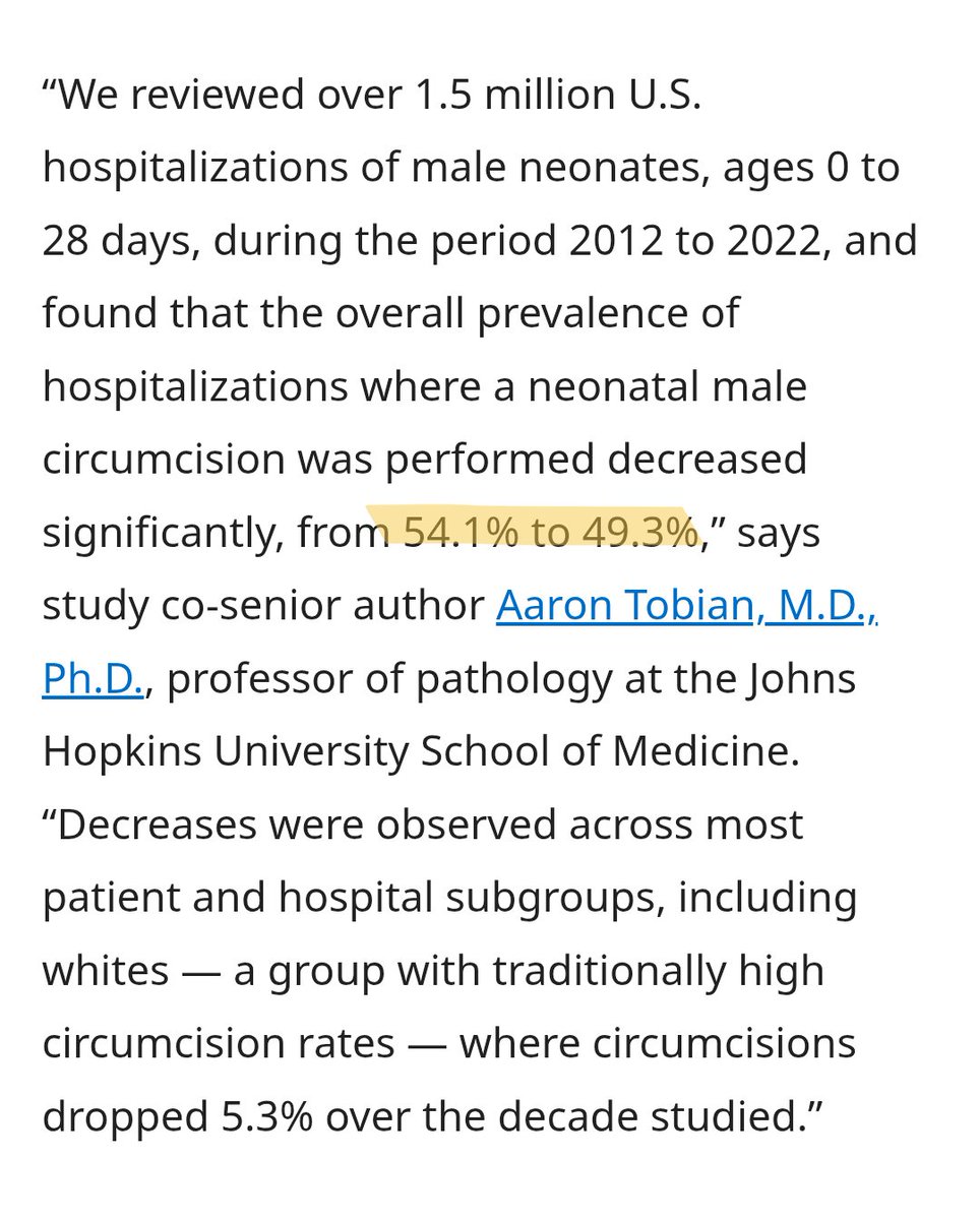 AttorneyClopper's tweet photo. Thankfully U.S. parents are increasingly choosing to keep their children intact. Recent estimates say that fewer than 50% of parents have their newborn boys' genitals cut at the hospital.

But the trend is not nearly fast enough. @IntactGlobalinc's equal protection lawsuits will force states to treat male and female childhood genital cutting equally.