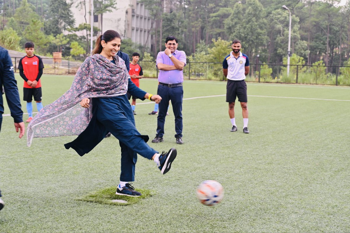 khadseraksha's tweet photo. Visited SAI NEHU Shillong and interacted with talented athletes, dedicated coaches, and officials working towards strengthening India’s sporting future.

From reviewing the Field of Play facilities to trying Indian Round Archery and joining athletes on the football field, it was inspiring to witness the passion and sporting culture of the Northeast firsthand.

With its pleasant weather, natural beauty, and serene environment, SAI NEHU Shillong holds immense potential to emerge as a premier high-altitude training centre for elite athletes preparing for national and international competitions.

Accompanied during the visit by Shri Rajnish Mishra, Assistant Director, SAI, Shri John Kharshing, Working President, Meghalaya Olympic Association, along with coaches, officials, and support staff.

Under the visionary leadership of Hon’ble Prime Minister Shri Narendra Modi ji, we remain committed to strengthening sports infrastructure and athlete development pathways across the Northeast.
