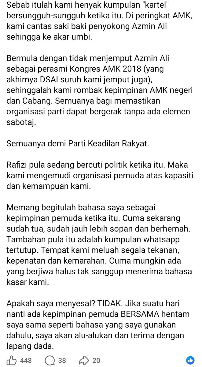 usernamekudus's tweet photo. Alhamdulillah. Isu-isu yang dibincangkan terus menaikkan nama @partibersamamy &amp; melondehkan wajah sebenar pemimpin @KEADILAN termasuk @anwaribrahim 

Walaupun x setuju dengan pimpinan, tanggungjawab kekal dijalankan. Itulah konsistensi Syukri Razab.

Bukan taksub kepada manusia. https://t.co/rVIvNri7vR