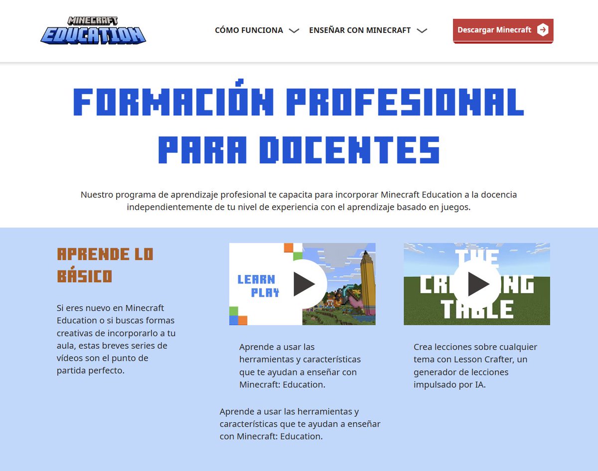 L3TCRAFT_EDU's tweet photo. ¡Profes! Ya podéis acceder GRATIS a los cursos oficiales de #MinecraftEdu en español para aprender a utilizar la herramienta en el aula desde cero👏

📚ABJ
📊Evaluación
💻Programación
🚀 ABP
🤖Fundamentos de IA para docentes

👉https://t.co/mZ07EvQegH https://t.co/6RZIshC7Z4