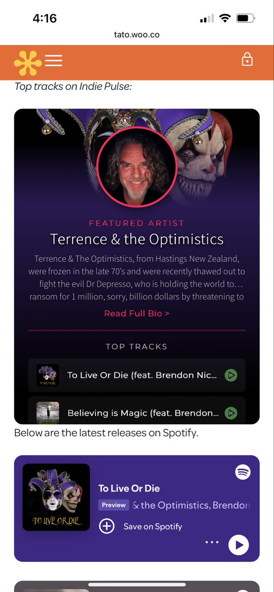 terrence_bull's tweet photo. This looks so much better than the Spotify or Soundcloud embedded gadgets — and plays the whole track without you needing to install an app or pay them money. What is more, the plays will be counted towards any payments on Indie Pulse in the future! So you can embed this on your website with losing out!

Indie Pulse - pretty by design - we make you look good!