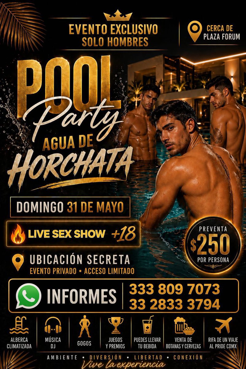 NextOnePettit's tweet photo. Chicos recuerden que este domingo los veo en la Pool AGUA DE HORCHATA 
no se queden sin su acceso. 

@guadalajara_gay @encuentrogaygdl @BrossPorno @EncuentroGayMty @EncuentroGayYuc @GayCruisingVids @ChicosVerMex @chicoslati61655 @ERappectours @Rappectoursvia1 https://t.co/iTmTn2a9CD