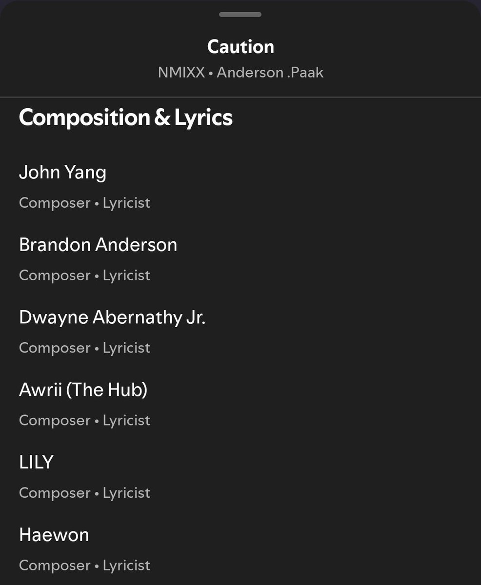 NMIXXupdates's tweet photo. NMIXX's LILY and HAEWON are credited as composers and lyricists of their new collaboration song with Anderson .Paak "Caution"

CAUTION OUT NOW
#NMIXX_Caution
#NMIXX #엔믹스 🌷 https://t.co/8bGgouHtO8
