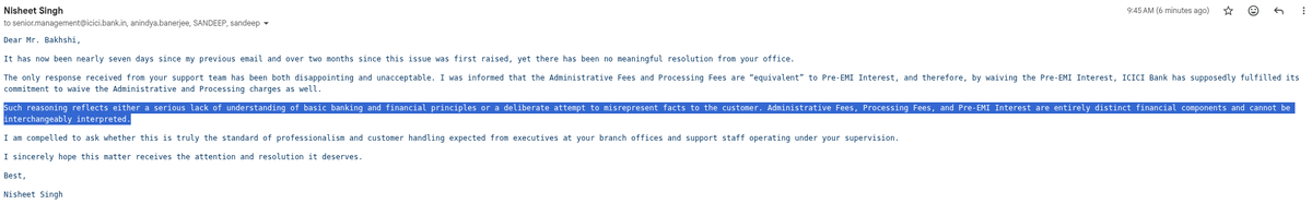 singhNisheet's tweet photo. @ICICIBank Biggest scams are being done by your executives by misselling the loans and other products by promises of waiving off the charges and later informing squaring off with some other false and exprapolated charges. Even your CEO maintains silence shamelessely on such issues. https://t.co/eAPJrVsRSY