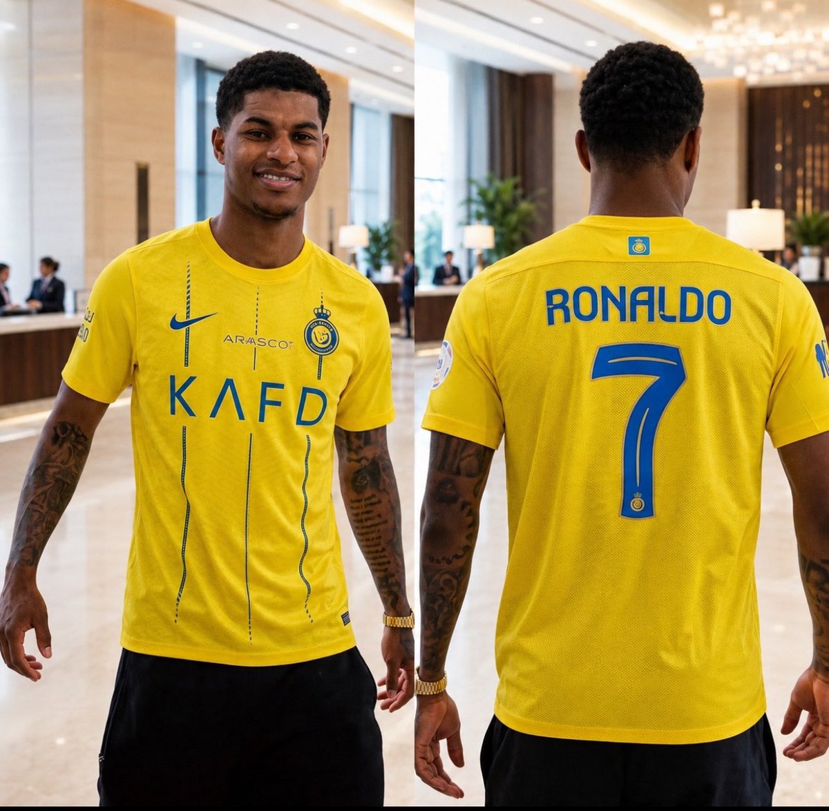 multithings1's tweet photo. Rashford alnasser shirt 💙💛💙 https://t.co/t7cPMrluQn