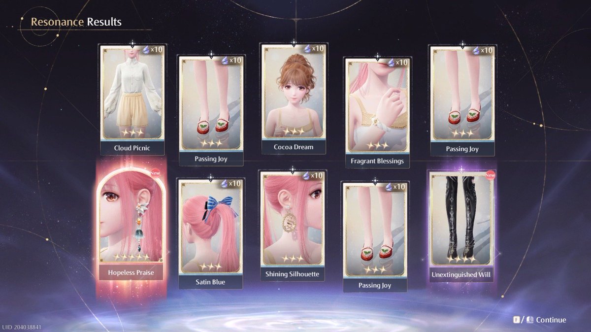 kmshslp's tweet photo. OMG I can't believe mis first 20 pulls were blessed with 5 stars 
#infinitynikki #untiltideends https://t.co/0BT6gMRxNX