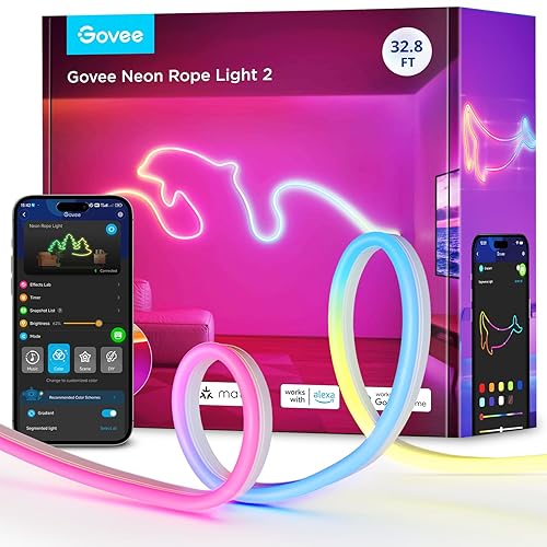 ashleeeeean's tweet photo. I just received Govee RGBIC Neon Lights, LED Smart Neon Rope Light 2 Works with Matter, Alexa, Google Assistant, Custom DIY Neon Strip Lights for Bedroom and Holiday Decor, Softer Material, from locolute via Throne. Thank you! https://t.co/P37rYC6zJD #Wishlist #throne https://t.co/FjrVr5xUFl