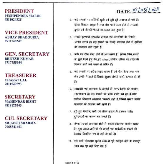RWA71NOIDA's tweet photo. @PankajSinghBJP @BJP4UP @mppchaudhary @myogiadityanath @narendramodi @NitinNabin @UPGovt @PankajSinghBJP @noida_authority @dm_ghaziabad @Noidatraffic @noidapolice @CeoNoida 🙏 @TheJagrukSamaj @BrejeshG7 @noidaclubup16 @BTalknews @GVSGBN2020 https://t.co/gaxfaUTdKd