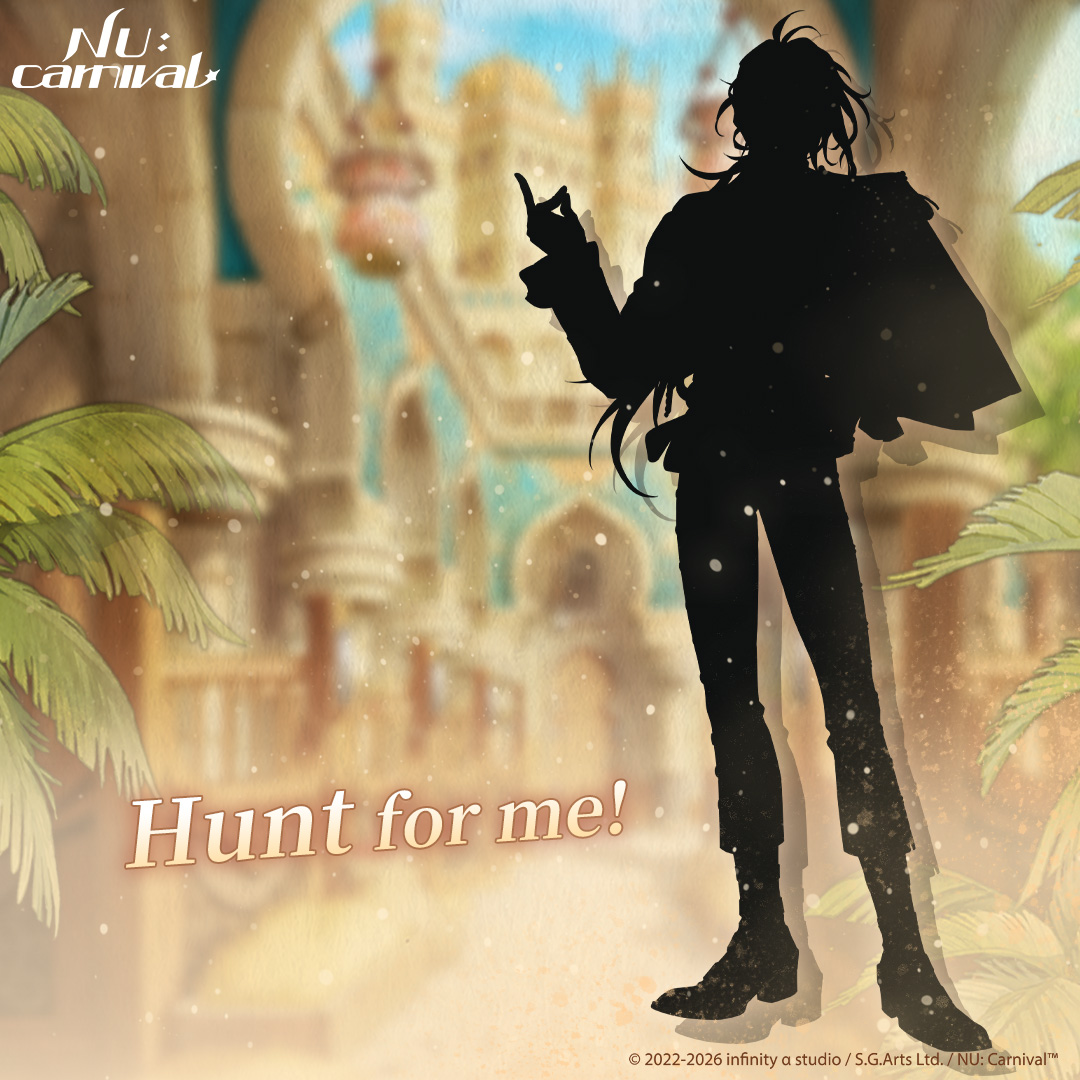 NUCarnivalEn's tweet photo. "Hunt for me!"

To recreate the legendary ancient ritual, he takes charge of the ceremony's preparations. In the face of sudden crises and unforeseen circumstances, how will one so used to working alone shoulder this burden...? 

#NUCarnival #NewEvent https://t.co/3DbYIlHM11