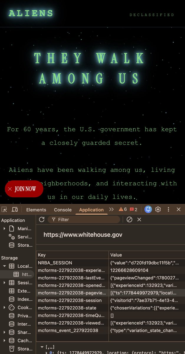 thedreydossier's tweet photo. If this is an official government website, why is the “real” site just a subdirectory of https://t.co/xfyAD3azDc?
Why is there aggressivee third‑party tracking in the backend?
Why is my browser data being written back to https://t.co/xfyAD3azDc?
And why doesn’t https://t.co/SFxjZTEHpt show the standard “official .gov” banner telling users how to verify it?