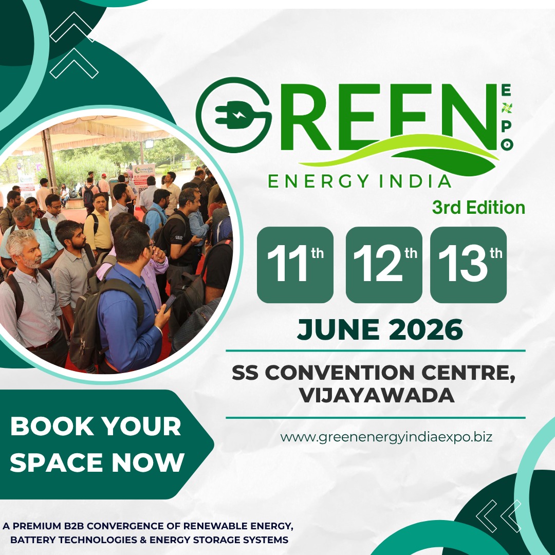 WaterToday101's tweet photo. Green Energy India Expo 2026 is here - 3rd Edition

 Date:11, 12 &amp; 13 June 2026
Venue: SS Convention Centre, Vijayawada

Meet industry experts, explore new technologies, and grow your business connections.

 Website:https://t.co/UfMJi2yLbH 

#GreenEnergyIndiaExpo #RenewableEnergy https://t.co/86aeNYDtkk
