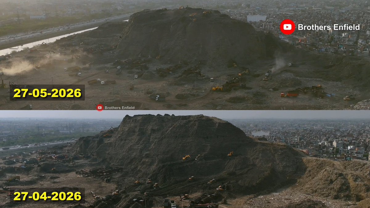 BrothersEnfield's tweet photo. 📍Delhi Bhalswa Landfill latest transformation progress Before &amp; After visuals 2026 | BJP Govt mega cleanup action | Waste processing &amp; landfill reduction
#BhalswaLandfill #DelhiLandfill #DelhiCleanup #Bhalswa #BrothersEnfield #Update #DelhiNews #Delhi #Development #MCD #DelhiMCD https://t.co/6ZIRT4ic6X