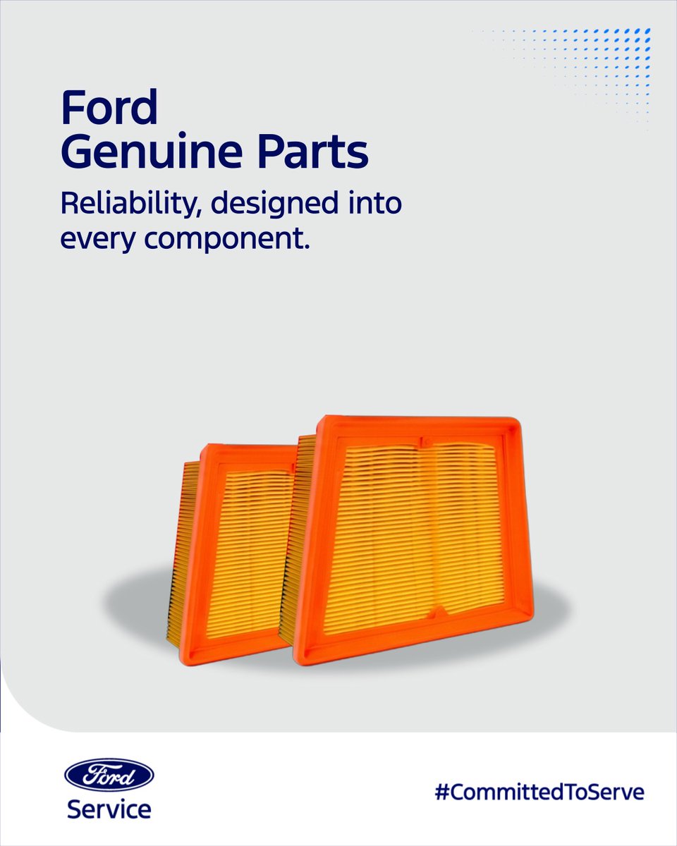 FordIndia's tweet photo. Keep your Ford performing at its best.
Choose Ford Genuine Parts for dependable reliability, enhanced safety, and lasting performance.
Available at Ford Authorized Distributors nationwide.
#CommittedToServe https://t.co/ZsKHN4ccne