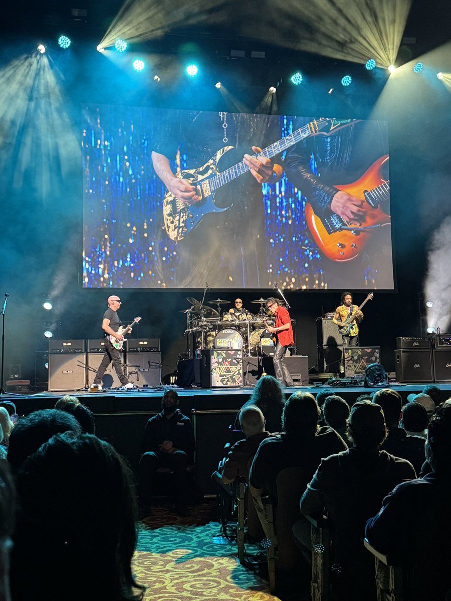 chris_opperman's tweet photo. The SatchVai Band concert at the Beacon Theatre in NYC was one of the best I’ve ever seen. 

Steve’s music was the center of my universe for the years I worked for him and it was nice to reconnect with it (and Joe’s music too). 

Steve’s always been a great source of inspiration https://t.co/BEGvAsSSiG