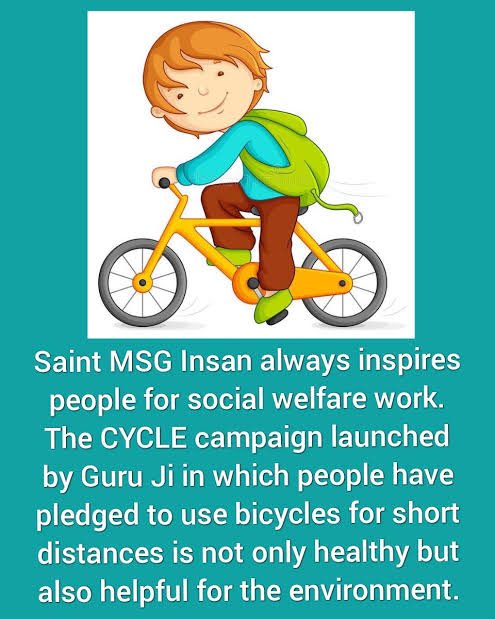 Deepika93558's tweet photo. In today’s life people use vehicles for short distances.Saint Gurmeet Ram Rahim Ji started Cycle Campaign to make life healthier,it keeps the body fit and increase the stamina,cycling helps to protect environment and reduce pollution.

#FridayFitness https://t.co/8Env7YSJFL