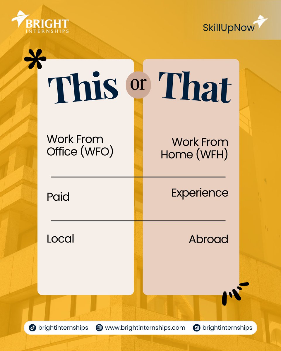 BrightInterns's tweet photo. This or That: Internship Edition 👀✨
Time to choose your vibe and see where your internship personality fits best 🤍🌍 https://t.co/BFBgxyqQqH