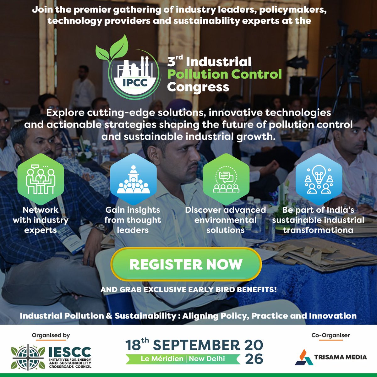 ipccongress's tweet photo. 🌍 Join IPCC 2026!
Explore innovative technologies and solutions shaping the future of pollution control and sustainable industry. ♻️⚡

📅18 Sept 2026
📍New Delhi

🎟️ Early Bird Registration Open
🔗 https://t.co/ckli8575eo

#IPCC2026 #Sustainability #IndustrialPollution #ESG https://t.co/Avat9qBAEi