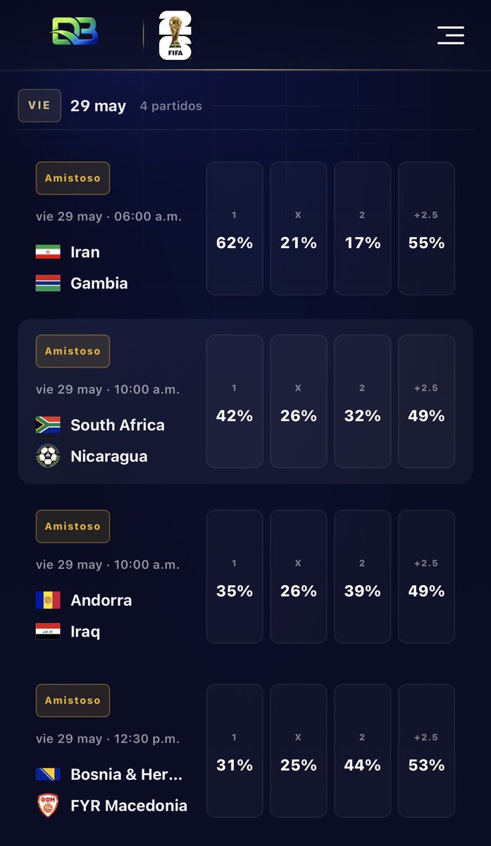 DataBetMx's tweet photo. Nos ponemos en modo: Mundial 2026 🌎⚽️

▪️Viernes, 4 Partidos de Selecciones Amistosos. 

DataBet. El modelo más completo para el Mundial más grande de la historia.

LINK EN EL SIG TWEET 👇🏻 https://t.co/8AcBfejl0C