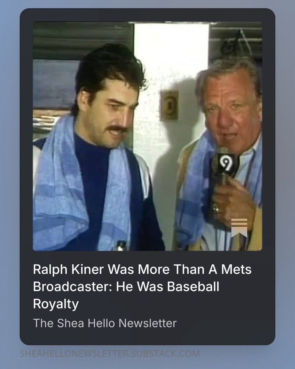 shea_Hello's tweet photo. Ralph Kiner Was More Than A Mets Broadcaster: 

He Was Baseball Royalty
Before he became the beloved voice Mets fans welcomed into their homes for decades, Ralph Kiner was one of the most feared sluggers baseball had ever seen.

🔗Link to column in next comment: https://t.co/qTFdYL6nvx