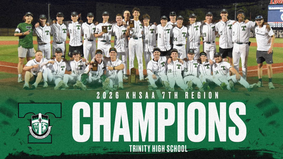trinitysports's tweet photo. Trinity Baseball. Congratulations to Head Coach Rick Arnold '86, his staff, and the Varsity Baseball Rocks. On Thursday evening the team defeated St. Xavier 2-0 at UofL's Jim Patterson Stadium to claim their third straight 7th Region Tournament Baseball title. 

Trinity (37-3) will face Bullitt East (23-11, 6th Region Champ) next Friday at 5pm at Legends Field in Lexington in the KHSAA State Tournament First Round. 

Go Rocks.  ☘️⚾️🏆 @TrinityHSBBall @GoRocks