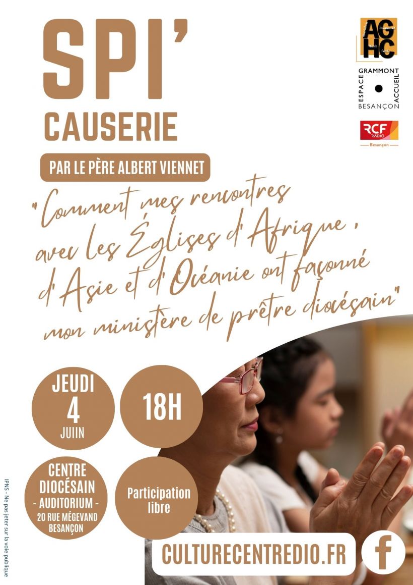 LeComtoisCom's tweet photo. SPI CAUSERIE : RENCONTRES AVEC LES ÉGLISES DU MONDE: 04/06/2026 > Besançon (25) > Centre Diocésain
Comment mes rencontres avec les Églises d'Afrique, d'Asie et d'Océanie ont façonné mon ministère de prêtre diocésain ? Par le père Albert Viennet. https://t.co/S8cQcntrLn https://t.co/Al62Rm6rFk