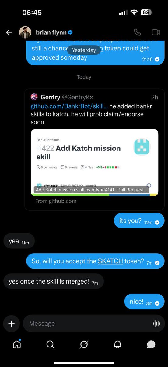DimaLoord's tweet photo. The $Katch token has been officially approved. Also check their GitHub about three hours ago they pushed updates related to @bankrbot 

https://t.co/kxu2cDTSiW https://t.co/2wmjZO7K3a