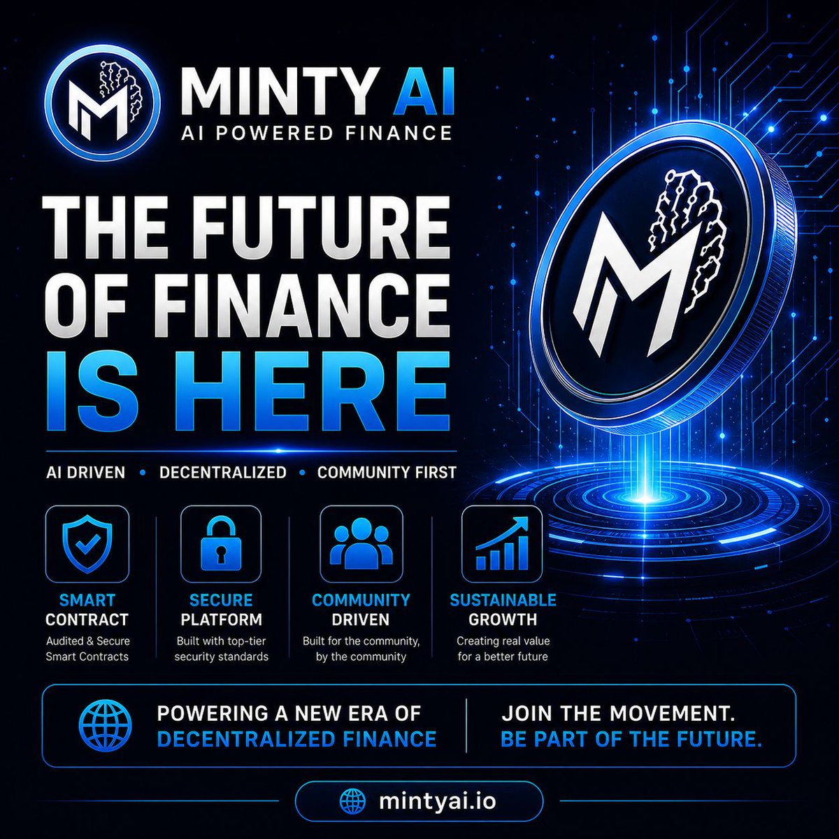 MINTYAIDefi's tweet photo. 🚀 Introducing Minty AI — The Future of AI-Powered Web3 Innovation

A decentralized ecosystem combining:
🔹 Artificial Intelligence
🔹 Blockchain Technology
🔹 Smart Automation
🔹 Secure Web3 Infrastructure

🌍 Built for a transparent and community-driven digital future. https://t.co/WSS1vLmVwj