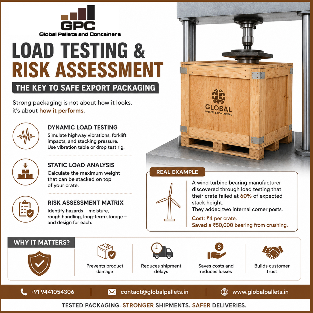 global_pallets's tweet photo. 𝐋𝐨𝐚𝐝 𝐓𝐞𝐬𝐭𝐢𝐧𝐠 & 𝐑𝐢𝐬𝐤 𝐀𝐬𝐬𝐞𝐬𝐬𝐦𝐞𝐧𝐭: Many businesses choose packaging that looks strong — but appearance alone doesn't guarantee protection.
Contact for More Details : https://t.co/t3HmveVHcG
#LoadTesting #RiskAssessment #SafeShipping #WoodenPackaging #India https://t.co/e9evJLQHGB