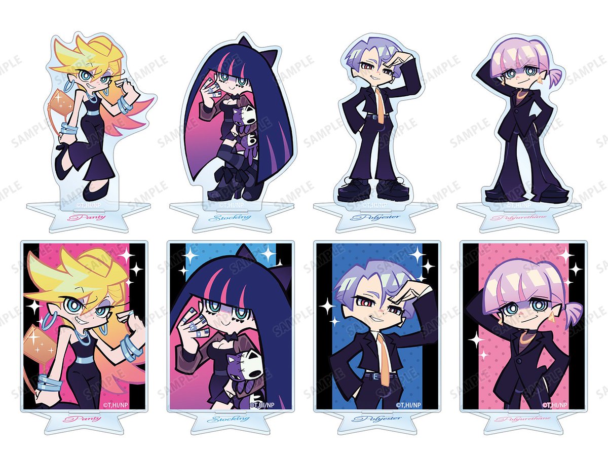 NEWPSG_Merch's tweet photo. New PANTY &amp; STOCKING with GARTERBELT Trading Acrylic Stands available at the New PANTY &amp; STOCKING with GARTERBELT POP UP SHOP in AMNIBUS STORE -blue- running from June 19th, 2026 to July 5th, 2026, 880 yen for a single item and 7,040 yen for a complete box (online listings soon) https://t.co/AU42Xcwigv