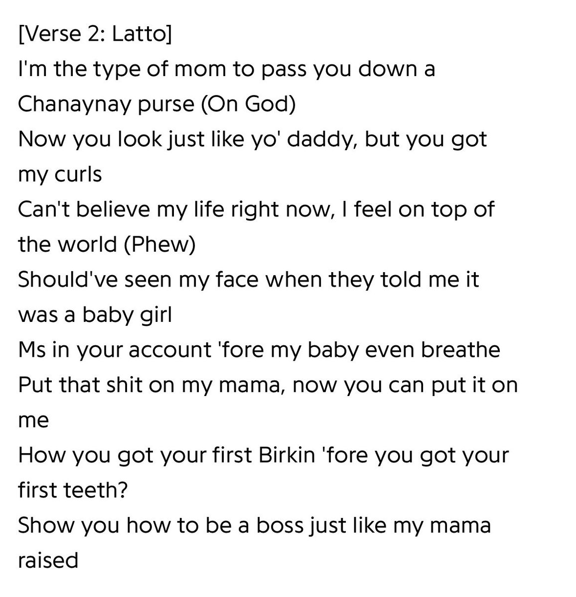 MOBBISH_'s tweet photo. Latto raps about having a baby girl:

Should've seen my face when they told me it was a baby girl https://t.co/XLW1FE7coH