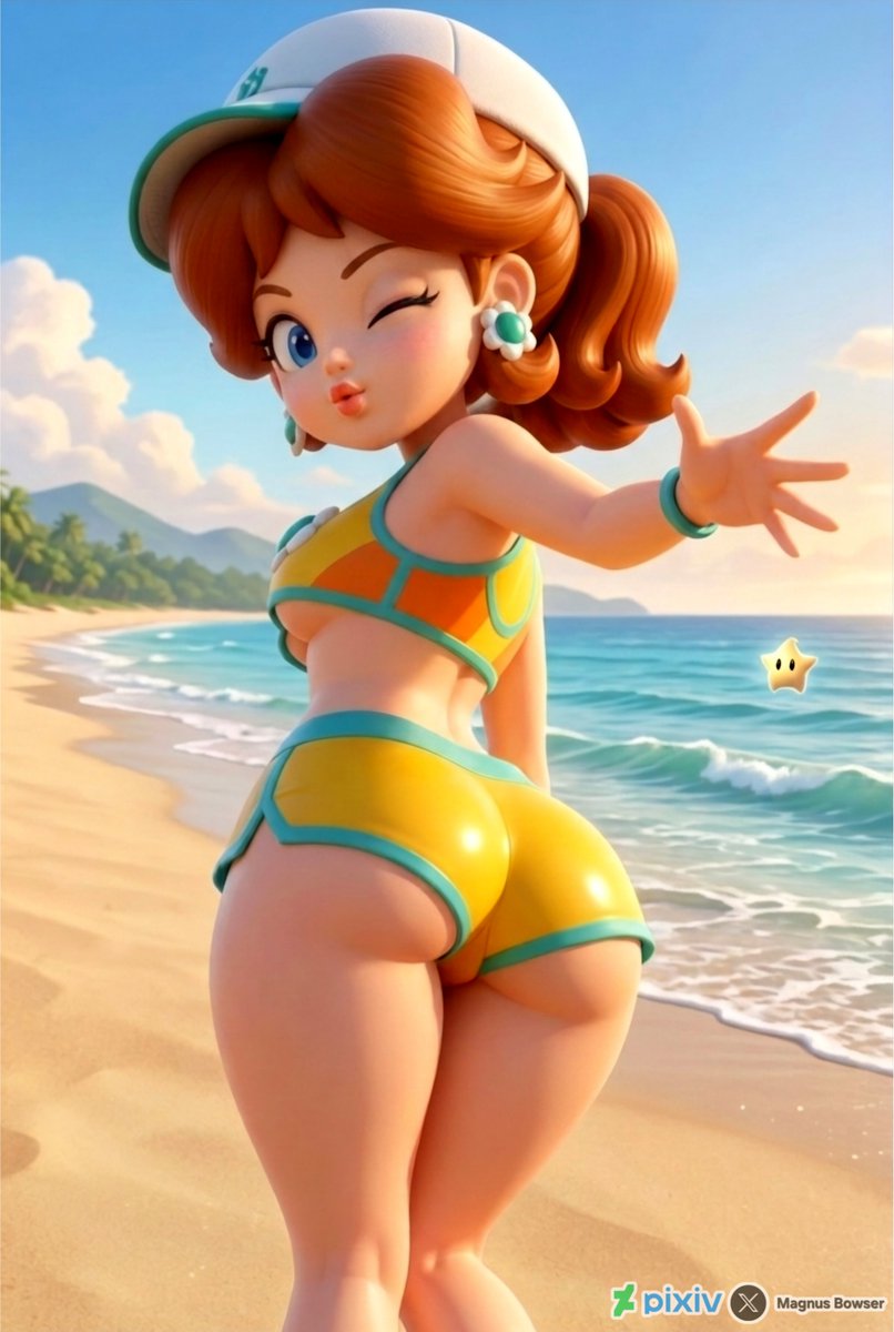 Magnus_Bowser's tweet photo. Princess Daisy in Swimwear at the Beach!! x3 https://t.co/3cNKIL5DTh