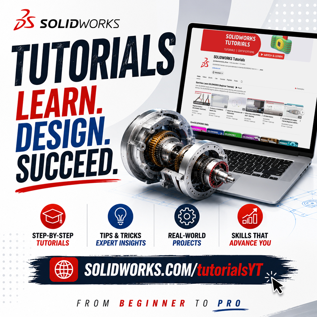 SOLIDWORKS's tweet photo. We are excited to present the new #SOLIDWORKS Tutorials YouTube Channel! Enhance your learning experience, refine your skills, and conquer advanced workflows with our thoughtfully crafted resources, designed specifically to empower your journey in SOLIDWORKS.  Check it out 👉 https://t.co/EBTD7zwBFK