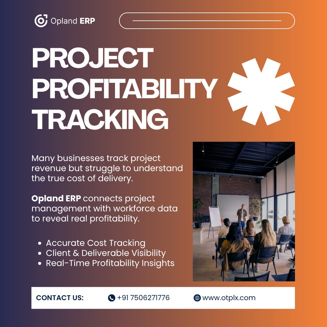 OplandTechERP's tweet photo. Revenue is only half the story. ๐
Track project costs, employee effort & profit margins in real time with Opland ERP.
#ProjectTracking #ProfitMargins #OplandERP https://t.co/sBf5fDcFTc