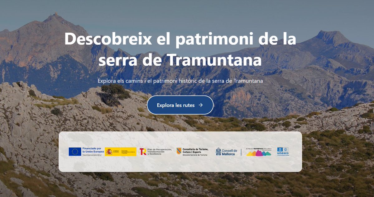 RiscBal's tweet photo. 🌍Tecnologia geoespacial al servei del patrimoni cultural!
Des de @riscbal desenvolupam el projecte #Georutes, impulsat pel el @ConselldeMca, per digitalitzar i posar en valor el patrimoni de la Serra de Tramuntana mitjançant eines geogràfiques i continguts digitals interactius https://t.co/d5sjGy6wRy