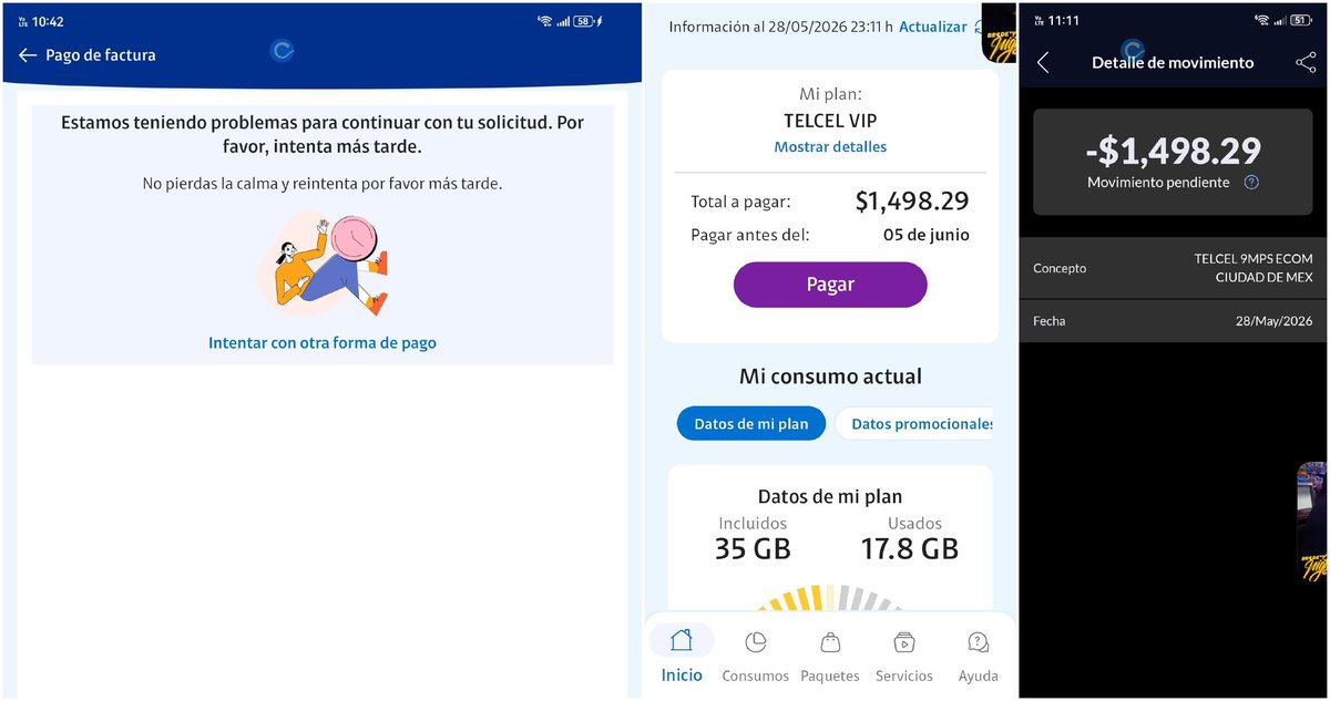 LockSoul7's tweet photo. @Telcel @ServicioTelcel 
SIEMPRE es horrendo pagar con su basura de aplicación Mi Telcel, pero no fuera que se me olvide pagar un día después porque bloquean dispositivo y cortan el servicio. https://t.co/gwVNNlkjPY