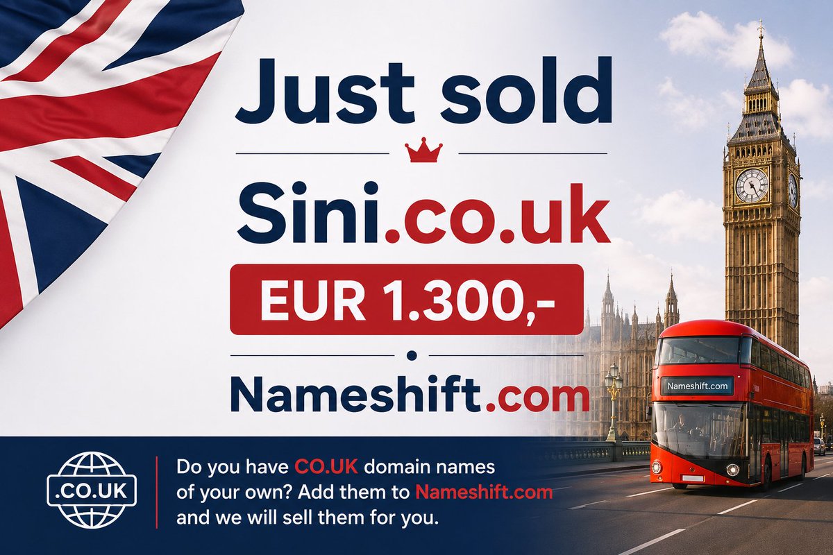 nameshift_com's tweet photo. Just sold on https://t.co/6qj0ZwEFh7

https://t.co/82LS3fq0mY

EUR 1.300,-

Do you have https://t.co/Y1K1DTfitF domain names of your own? Add them to https://t.co/6qj0ZwEFh7 and we will sell them for you. https://t.co/avHzrDHipn