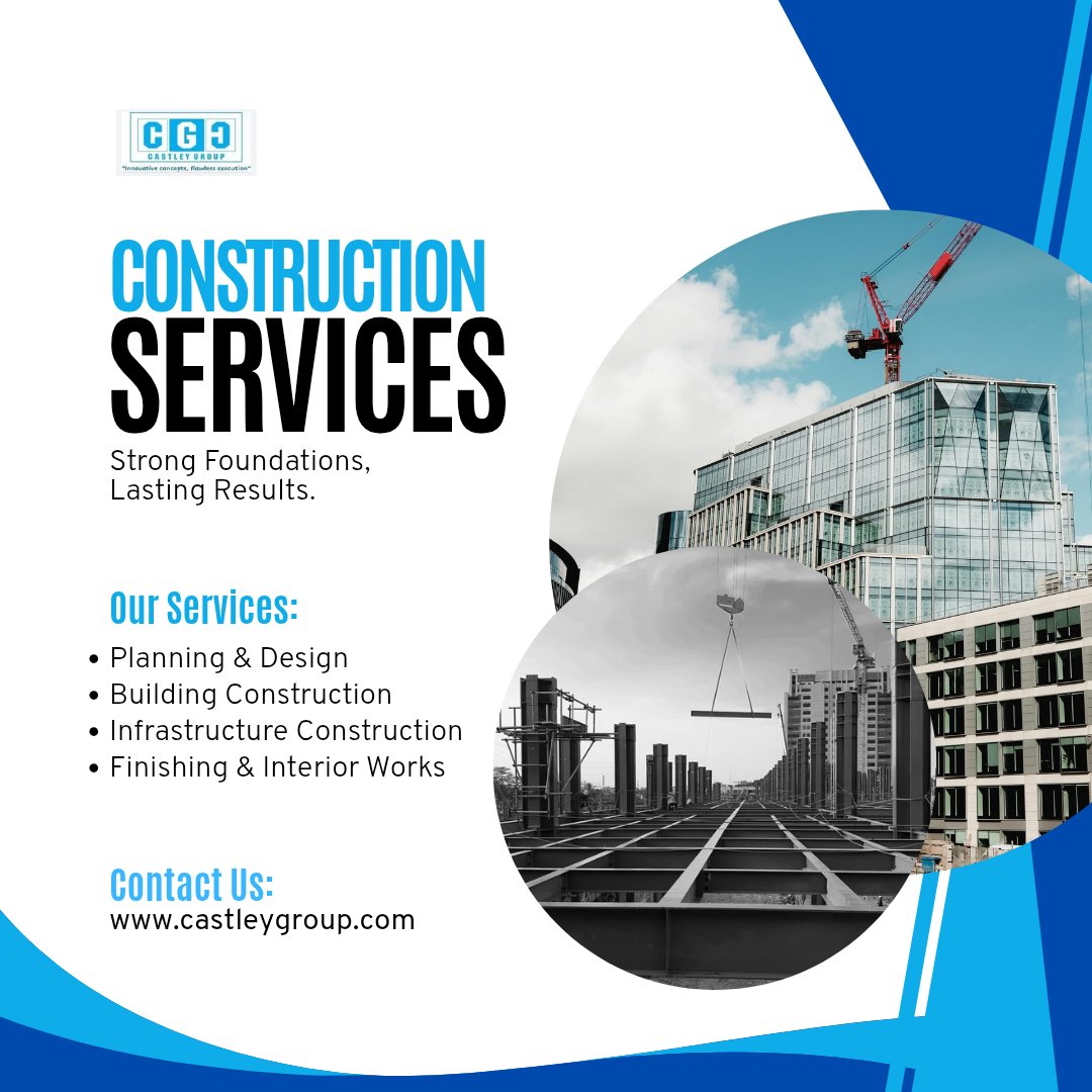 Castleygroup's tweet photo. Strong Foundations, Lasting Results.

Planning &amp; Design
Building Construction
Infrastructure Construction
Finishing &amp; Interior Works

#Castley #Construction #Building #Design #Excellence https://t.co/iS0qHKLCVo