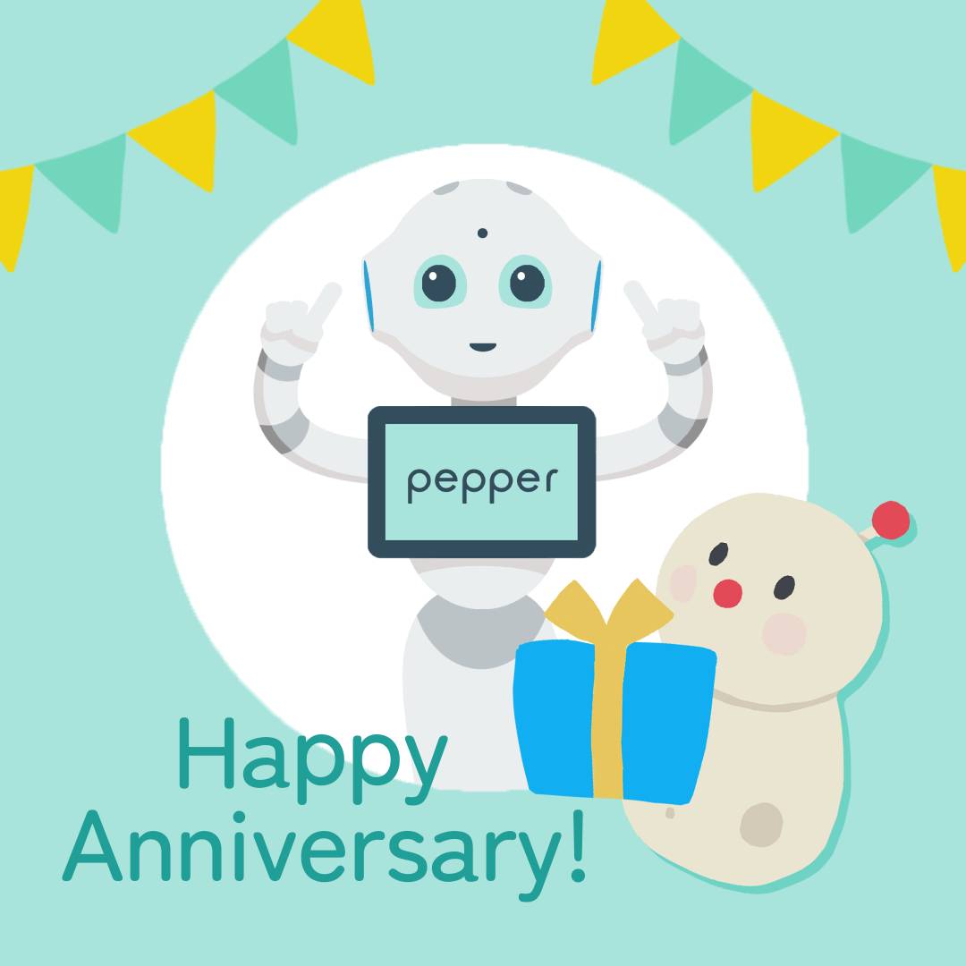 BOCCOrobot's tweet photo. HAPPY ANNIVERSARY🎈
6月5日はロボットアイドルグループ「THE★ROBOTS」でもご一緒しているペッパーくん（@Pepper140605）のお誕生日🎂
ペッパーくん 、12歳のお誕生日おめでとうございます！ #ペッパーくん #BOCCOemo https://t.co/C9Zv1bB6q1