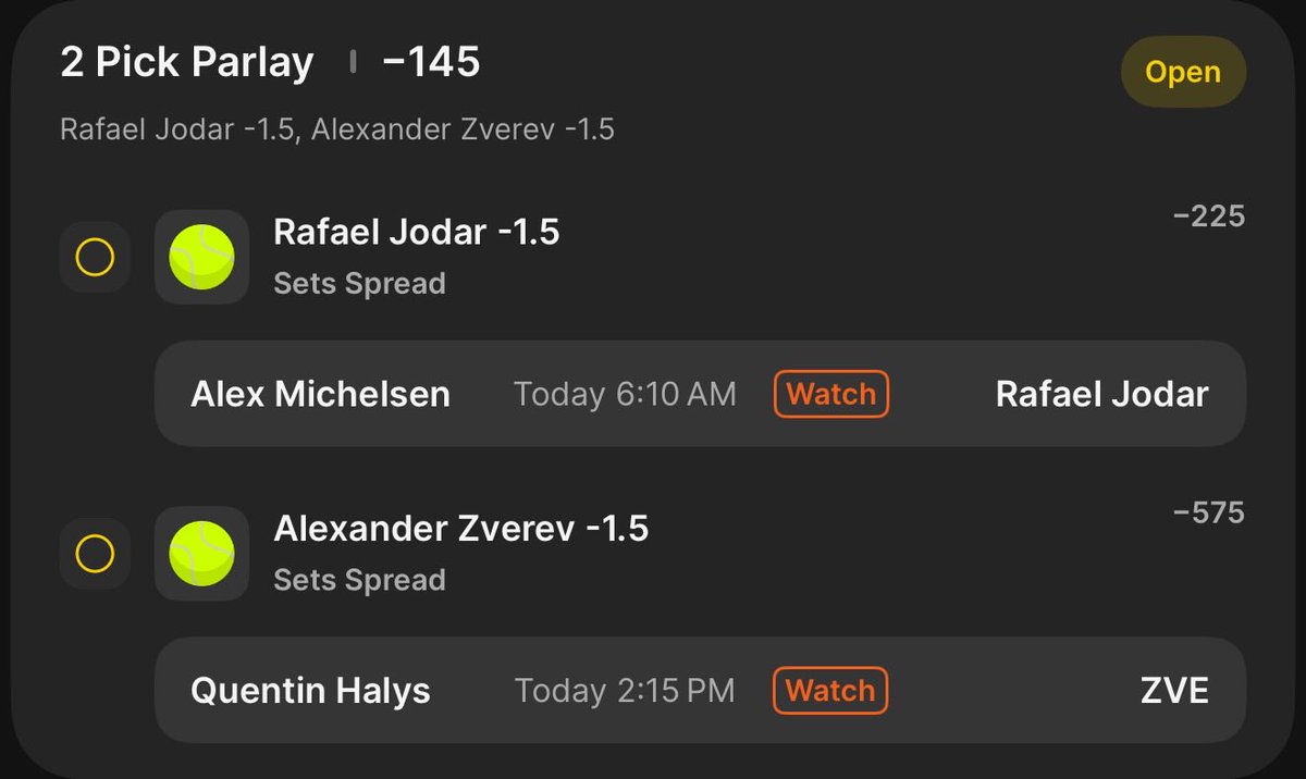 DailyBreadBet's tweet photo. Some French open locks

And some long shot parlays for the gang https://t.co/wUio08ym4c