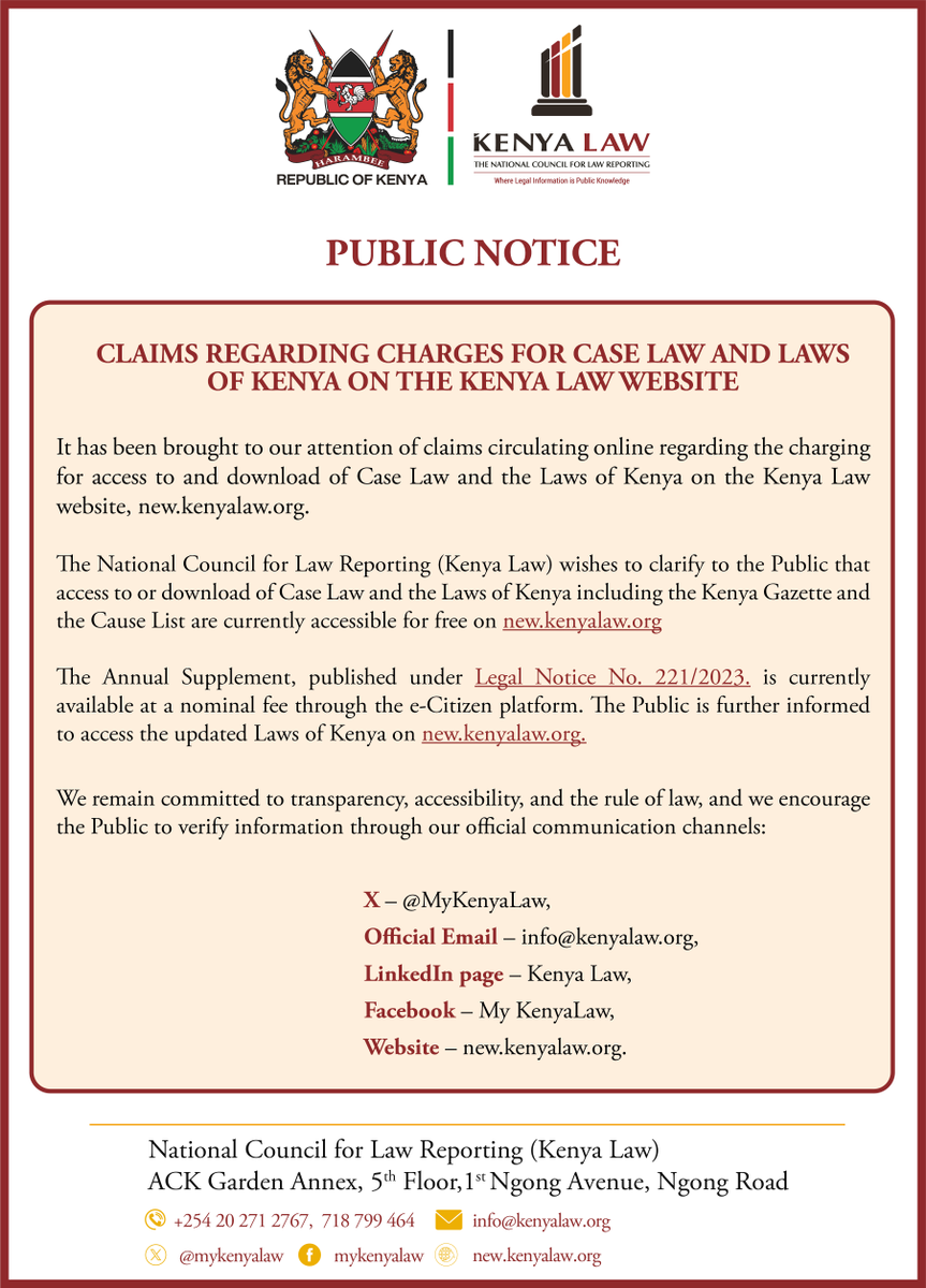 MyKenyaLaw's tweet photo. Public Notice https://t.co/TDTBjy97Zg
