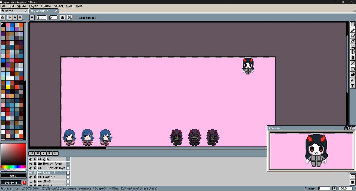 FireBlueMonster's tweet photo. I have returned to working on sprites. I am still deciding on the final look for this character. The hair looks perfect, but the face does not convince me entirely, and the clothing is still a work in progress.

#indiedev #pixelart #gamedev #RPGmaker https://t.co/toJGmkaF8f
