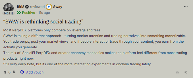 Andy89554819743's tweet photo. Just dropped my review on @swaydotfun  - a beta-stage project that’s trying to rethink how social trading works.
   The idea of combining:
• PerpDEX
• SocialFi
• creator monetization
   into one ecosystem actually feels refreshing compared to most trading platforms right now.
   It's worth paying attention to while it’s still early.
