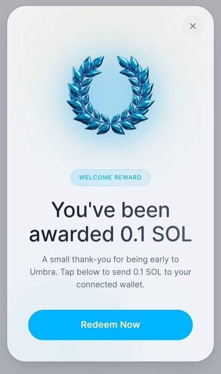 PerfectPlayerx's tweet photo. Get FREE 0.1 SOL (~$8.6) on Umbra Privacy 🪂🪂

💰Cost : $0 (Free)
⌚Time : 6.9 Minutes
🎁Reward : Confirmed ( 0.1 SOL Token)
🤑Raised : Nothing

@UmbraPrivacy is actually a incognito mode for your solana wallet, private transfers, shielded balances, zero knowledge proofs, all on solana mainnet

🦋How to Join

☘️Go: https://t.co/A8JLrLNyAu

☘️Refer Code: 599PZD

👉Click "Get Started" & Join The Waitlist through ur Email
👉Stay active on their X account
👉Like, comment & interact with their posts
👉Then wait for ur 6 character access code

▬▬▬▬▬▬▬▬▬▬▬▬▬

🔶Once u Receive Access Code
      👉Open the app again
      👉Enter ur access code
      👉Connect ur solana wallet
      👉Instantly claim 0.1 SOL

▬▬▬▬▬▬▬▬▬▬▬▬▬

How to get ur Access Code faster

👉DM  @UmbraPrivacy directly
👉Reply "uodl" on their posts for a chance to get a code in ur DMs
👉Check ur email regularly by chance u get access code automatically
👉Invite some friends & u'll receive a code via email fastly

Access is limited not everyone gets a code immediately so move fast

▬▬▬▬▬▬▬▬▬▬▬▬▬
▬▬▬▬▬▬▬▬▬▬▬▬▬

💎Must Join Telegram Channel for More Updates - https://t.co/gKnWcti5ve