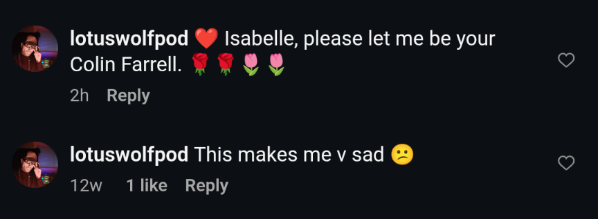 LotusWolfPod's tweet photo. ❤️ @IsabelleFuhrman Isabelle, please let me be your Colin Farrell. 🌹🌹🌷🌷 https://t.co/aLycJkmGSn