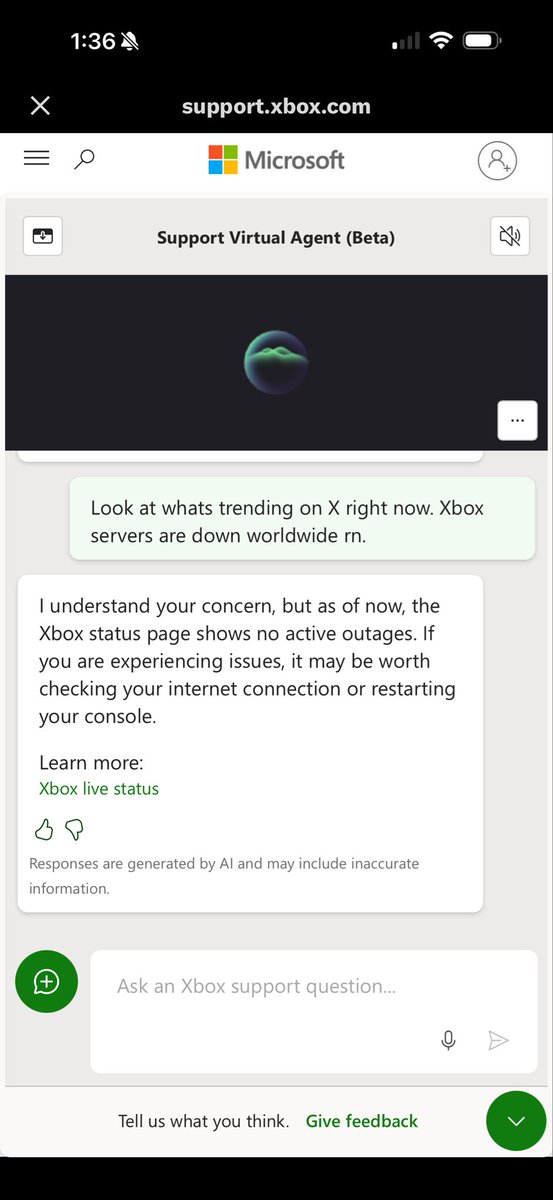 RobertRende's tweet photo. Not the @Xbox AI customer service chatbot gaslighting me into thinking my own wifi is the problem (look at the top right corner wifi icon full blast) 

@asha_shar we gonna get some humans hired for customer service phone calls again? AI lies, cheats, steals water etc. https://t.co/9JV2LbXnXE